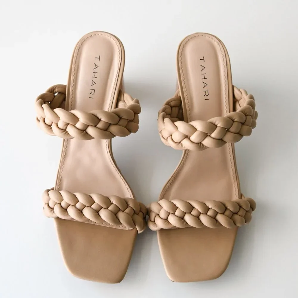 TAHARI Tan Dayah Rope Braid Square Toe 3